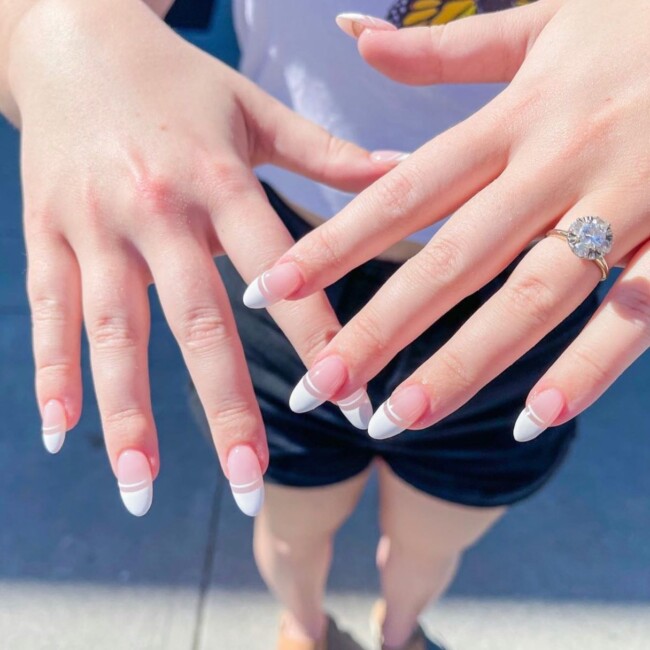 30 Stylish French Tip Nail Art Designs — Double White French Tip Nails