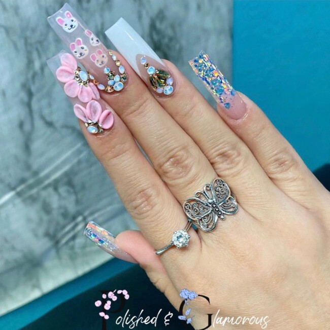 73 Easter Nails That Are Too Cute To Ignore — 3D Floral & Bunny Easter Nails