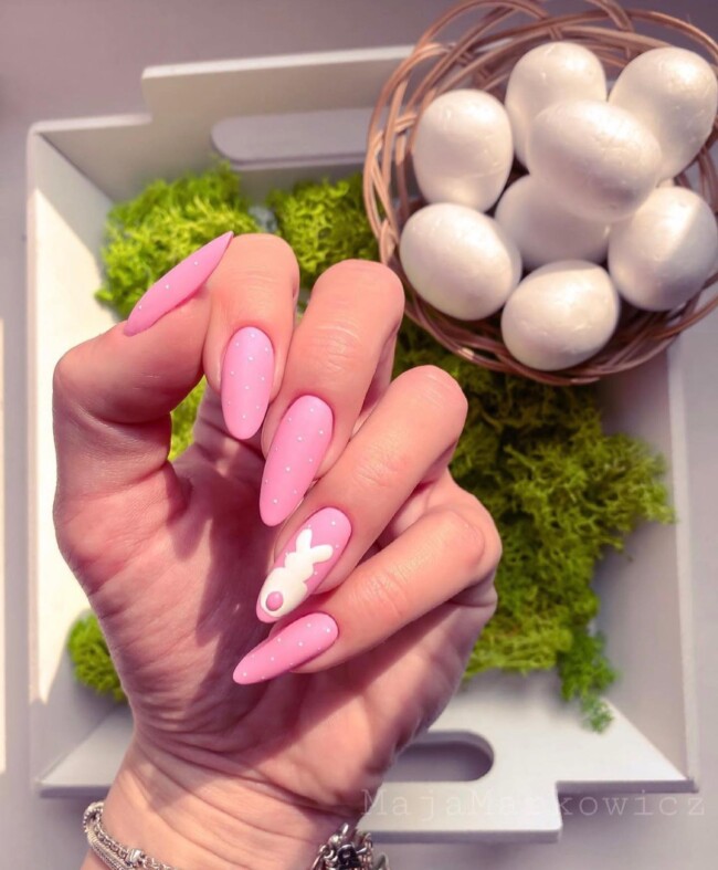 73 Easter Nails That Are Too Cute To Ignore — Bunny Pink Easter Nail Art