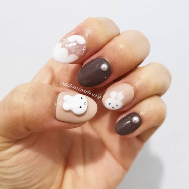 73 Easter Nails That Are Too Cute To Ignore — Kawaii Brown Easter Nail Art