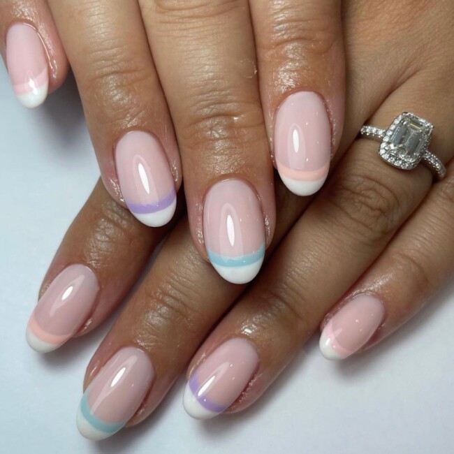 30 Stylish French Tip Nail Art Designs — Pastel & White French Tip Nails