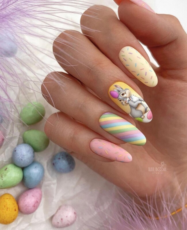 73 Easter Nails That Are Too Cute To Ignore — Bunny & Confetti Easter Nail Art