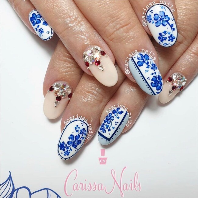 33 Porcelain Print Nails — Jewel & Hand Painted China Porcelain Nails