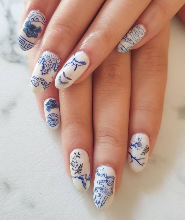 33 Porcelain Print Nails — Chinese Design Porcelain Inspired Nails