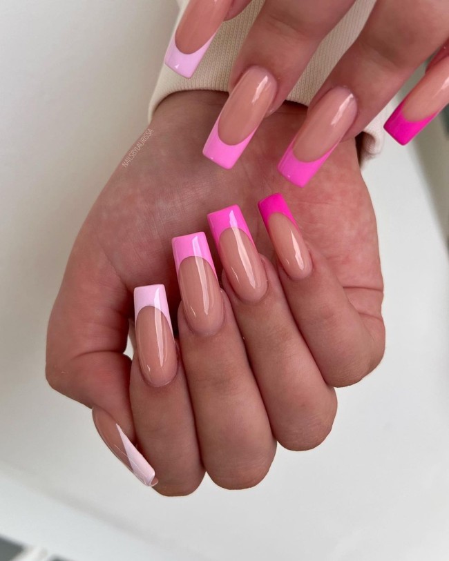 50 Cute & Flirty French Manicure Designs 2022 — Shades of Pink French Tips