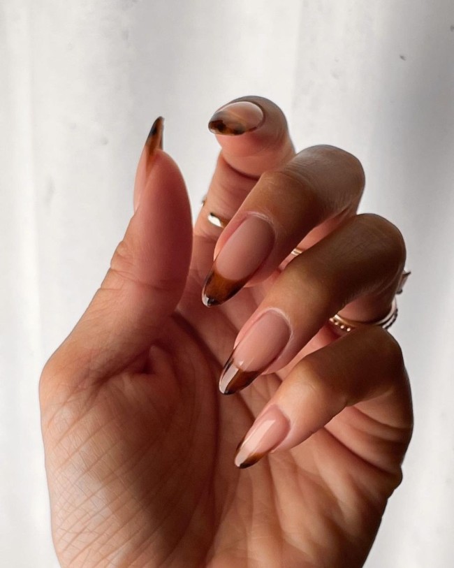 50 Cute & Flirty French Manicure Designs 2022 — Tortoiseshell French Tips