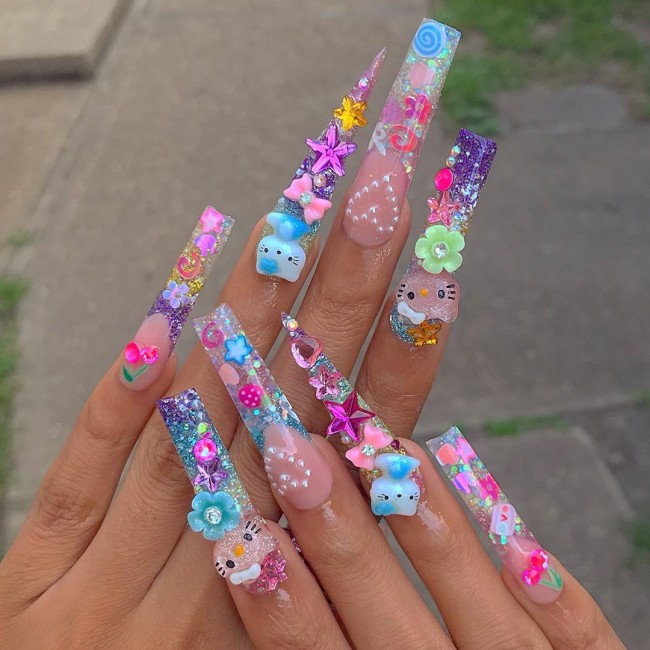 40+ Girly Kawaii Nail Art Designs — Super Cute Long Acrylic Nails