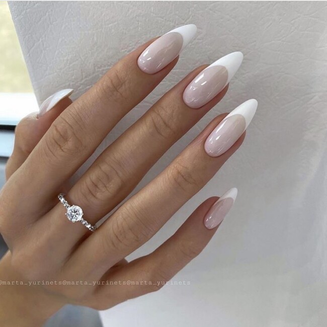 40 Best Wedding Nails For 2022 : French Nails Almond Shapes