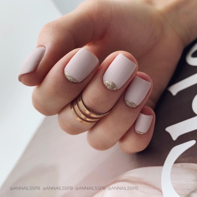 40 Best Wedding Nails For 2022 : Matte Nails with Glitter Cuff