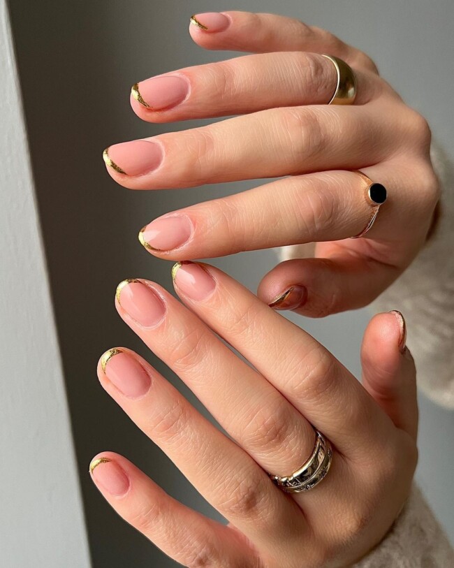 40 Best Wedding Nails For 2022 : Gold Tip Nails