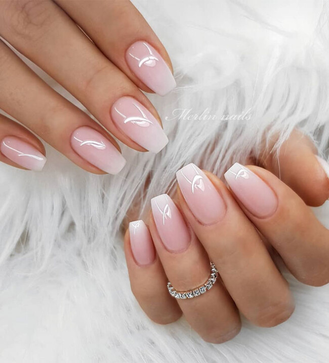 40 Best Wedding Nails For 2022 : Gel Ombre Pink Nails