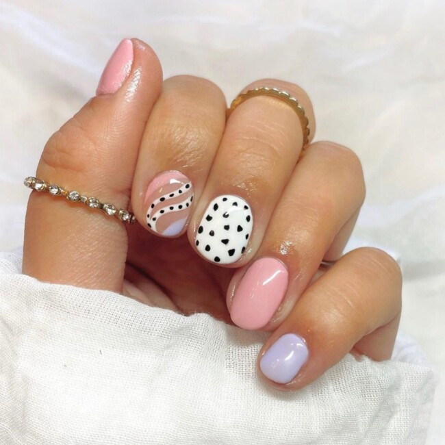 50 Cutest Short Nail Designs for Spring 2022 — Dalmatian & Pastel Short Nails