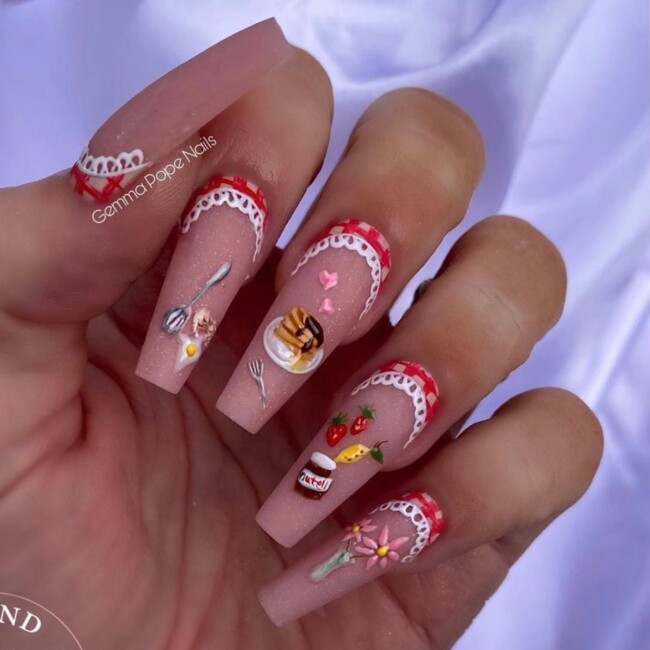 20 Cute Pancake Day Nails That Looks So Yummy — Acrylic Pancake Day Nails Coffin