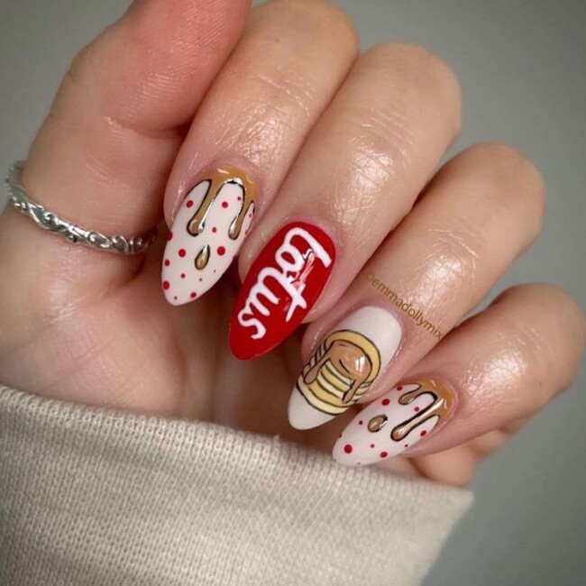 20 Cute Pancake Day Nails That Looks So Yummy — Syrup Dripped Pancake Nail Art