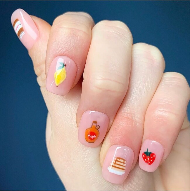 20 Cute Pancake Day Nails That Looks So Yummy — Maple Syrup Pancake Nail Art