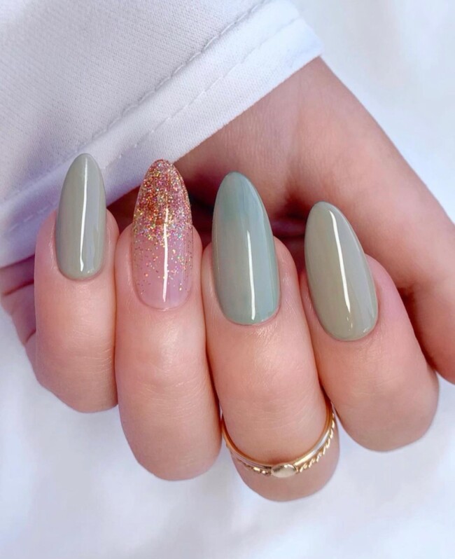 50 Most Stylish Sage Green Nail Designs — Ombre Glitter & Sage Nails