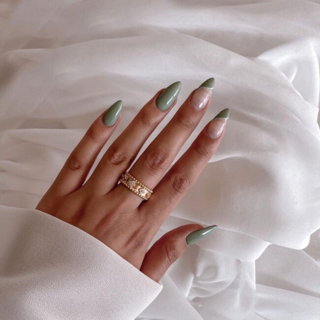 50 Most Stylish Sage Green Nail Designs — Sage Green Almond Nail Art