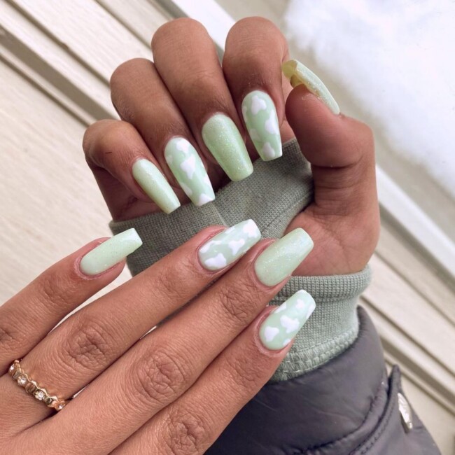 50 Most Stylish Sage Green Nail Designs — Sage Cow Print & Sage Nails