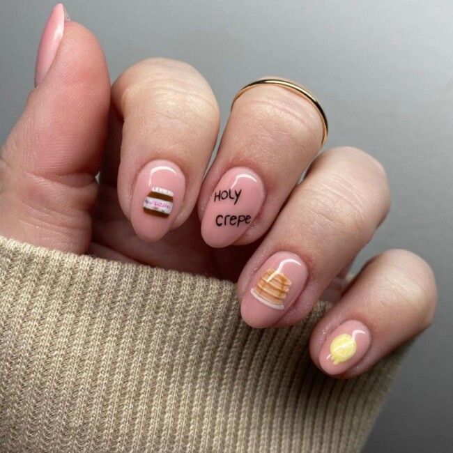 20 Cute Pancake Day Nails That Looks So Yummy — Pancake Day Inspired Nude Nails