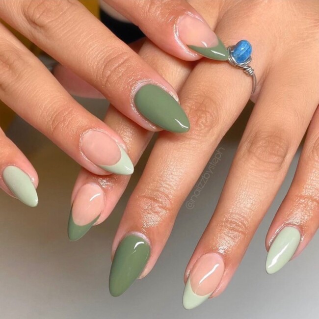 50 Most Stylish Sage Green Nail Designs — Olive and Sage French Nails