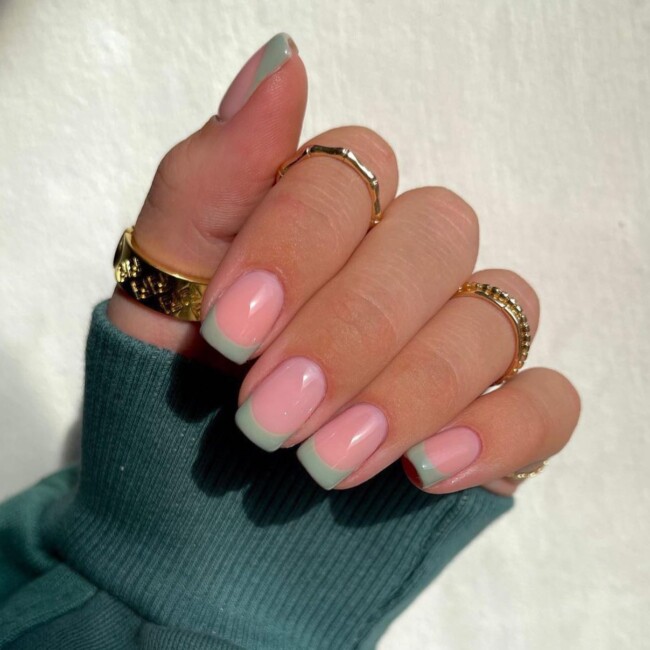 50 Most Stylish Sage Green Nail Designs — Sage Green French Nails