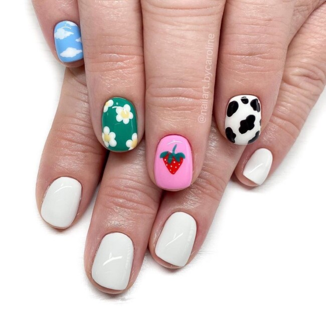 50 Cutest Short Nail Designs for Spring 2022 — Pop Art Nails & White Short Nails