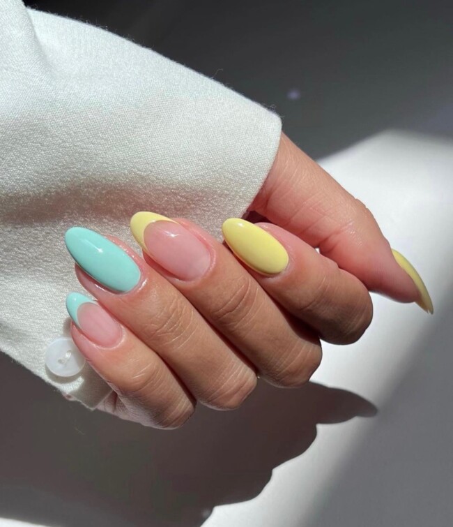 30 Hot Spring Nail Colors in 2022 — Pastel Blue and Yellow Nail Colors