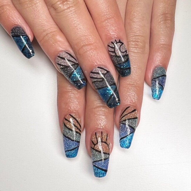 70+ Nail Art Designs Will Make You Want To Try ASAP — Stained Blue Glass Nails