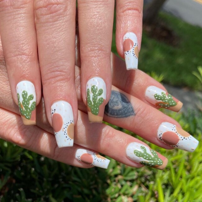 70+ Nail Art Designs Will Make You Want To Try ASAP — Cactus Earthy Nail Art