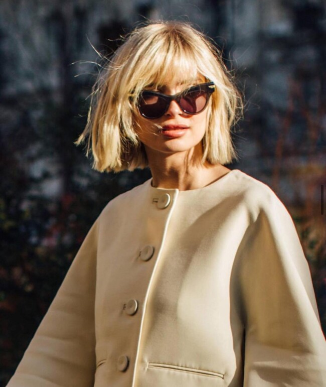 50 Cute Bob Haircuts For Every Hair Type — Honey Blonde Bob with Fringe