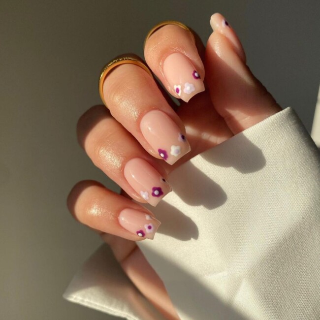 70+ Nail Art Designs Will Make You Want To Try ASAP — Flower French Tip Nails