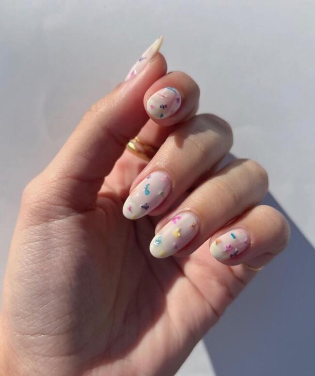 70+ Nail Art Designs Will Make You Want To Try ASAP — Pressed Flower Milky Nails