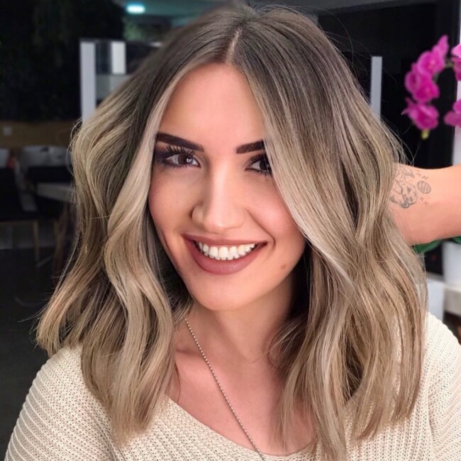 55 Gorgeous Hairstyles for Medium Length Hair — Ombre Muted Blonde Lob Hairstyle