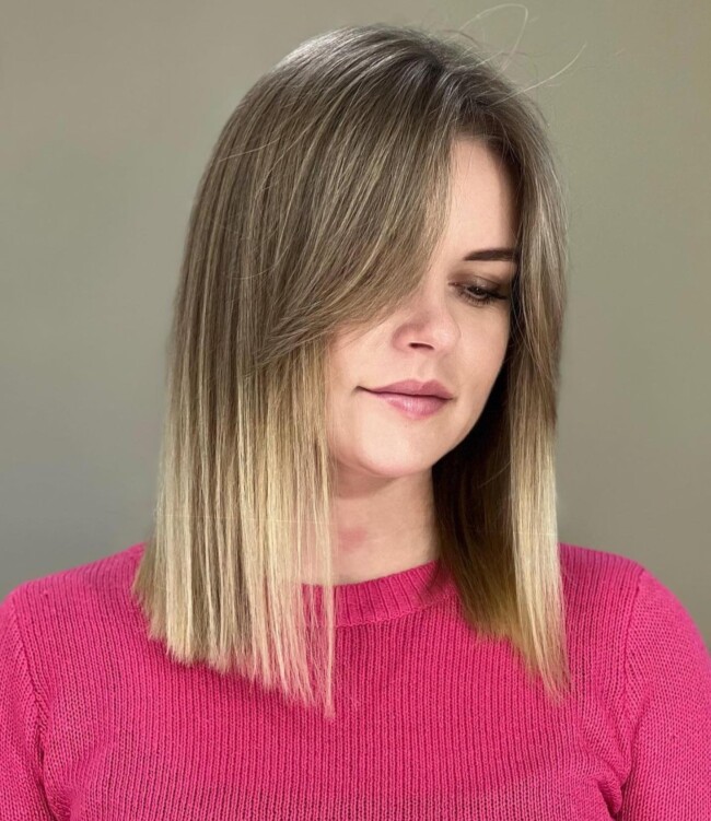 30+ Stylish Lob Haircuts in 2022 — Blonde Ombre Lob Hairstyle with Curtain Bangs