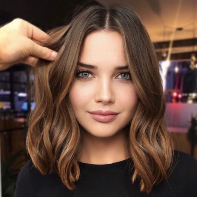 30+ Stylish Lob Haircuts in 2022 — Coffee Color Lob Hairstyle