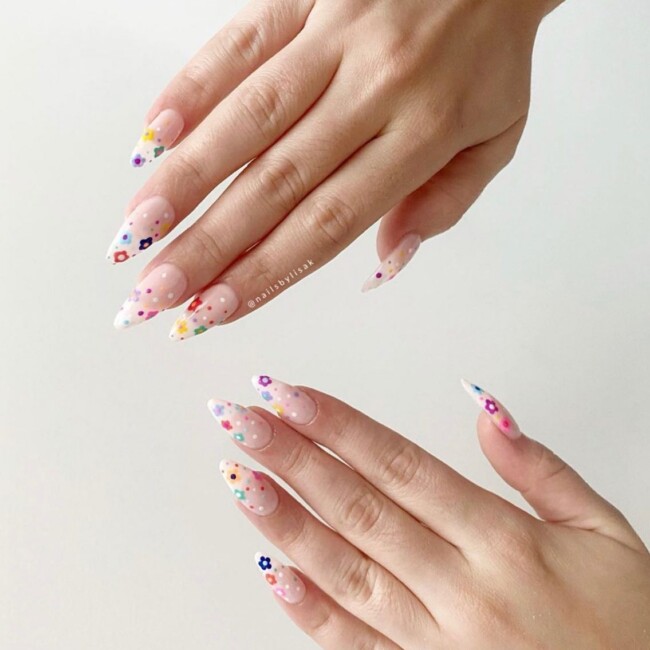 70+ Nail Art Designs Will Make You Want To Try ASAP — Colorful Flowers Nail Art