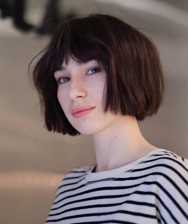 50 Cutest Bob with Bangs Ideas —Textured Bob with Fringe