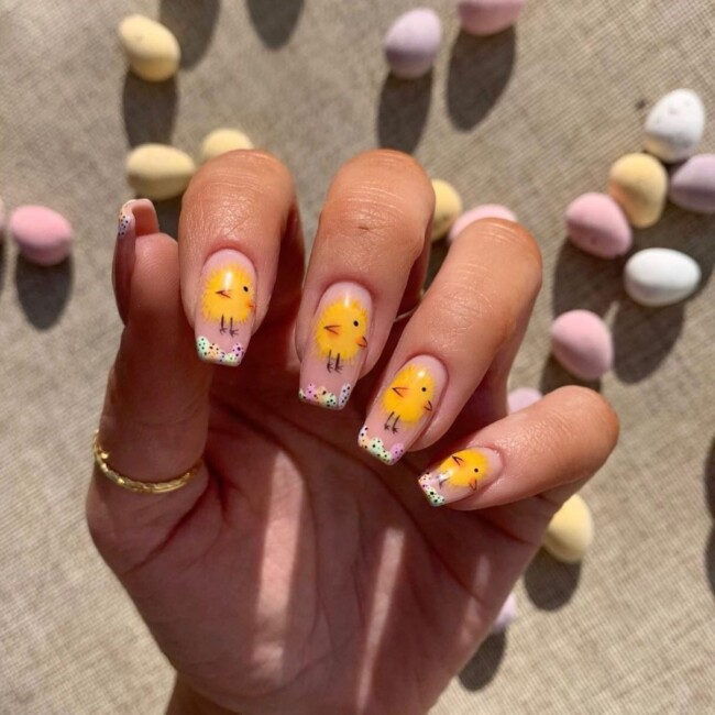 60+ Cute Easter Nail Art Designs — Chick & Mini Egg Nails