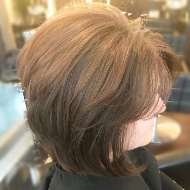 30 Layered Bob Haircuts & Hairstyles — Layered Bob with Curtain Bangs