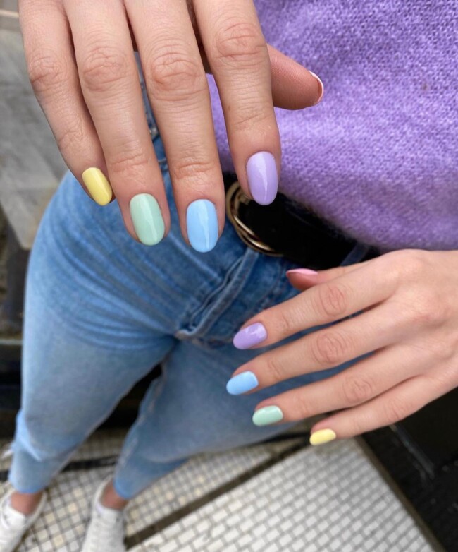 60+ Cute Easter Nail Art Designs — Pastel Color Short Nails