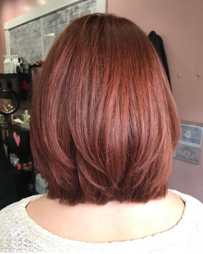 30 Layered Bob Haircuts & Hairstyles — Red Copper Layered Haircut