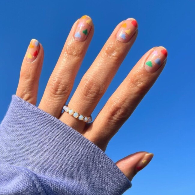 40 Cute Summer Nails for 2022 — Colorful Cloud Clear Base Nails