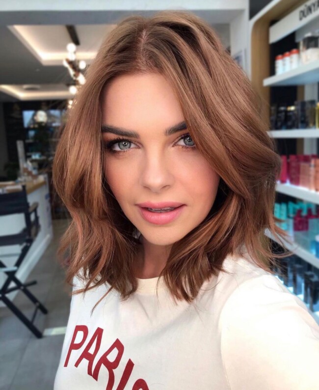 40 Incredibly Stylish Long Bob Haircuts & Hairstyles — Brown Amber Long Bob Hairstyle