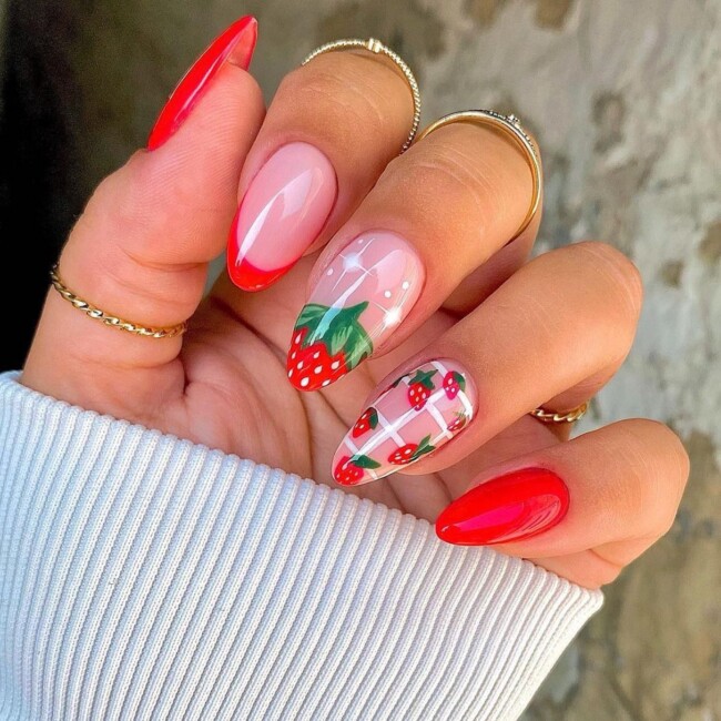 40 Cute Summer Nails for 2022 — Strawberry Nail Art