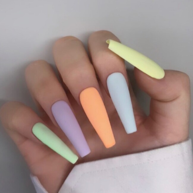 60+ Cute Easter Nail Art Designs — Acrylic Pastel Matte Nails Coffin