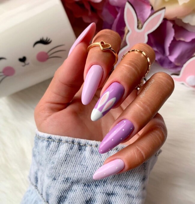 60+ Cute Easter Nail Art Designs — Gradient Purple Easter Nails