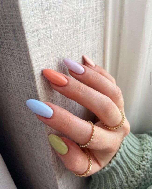 60+ Cute Easter Nail Art Designs — Pastel Almond Nails