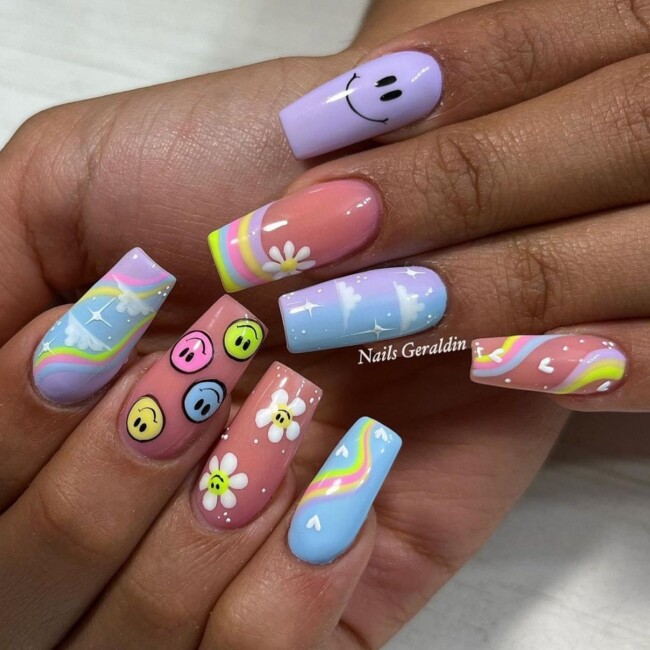 70+ Nail Art Designs Will Make You Want To Try ASAP — Acrylic Mixed Fun Nail Art