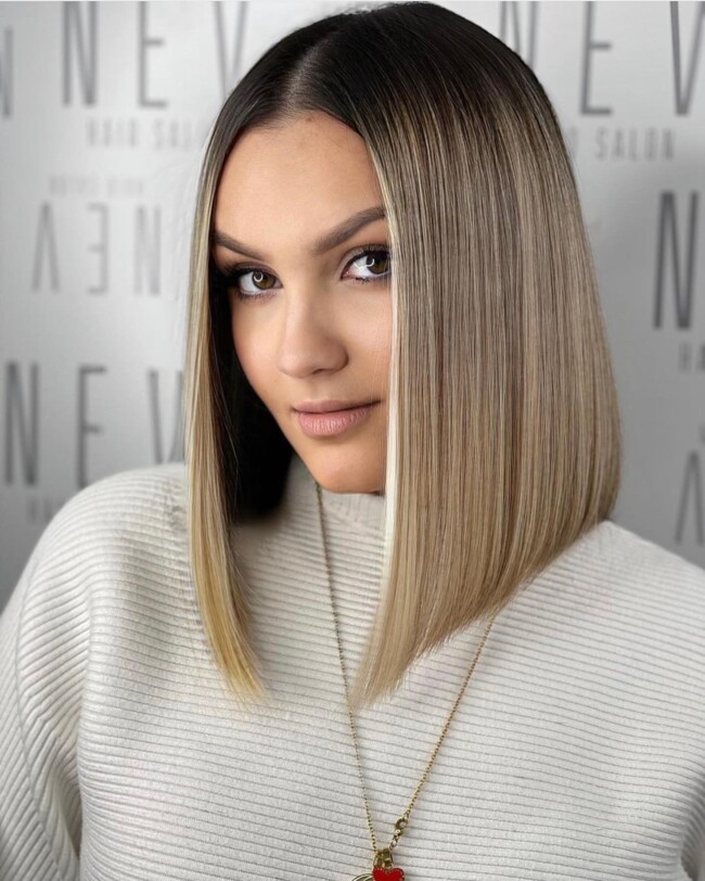 30+ Stylish Lob Haircuts in 2022 — Blonde Ombre Lob Haircut for Straight Hair