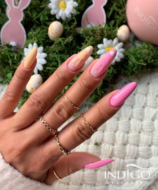 60+ Cute Easter Nail Art Designs — Bunny Pink and Nude Nails